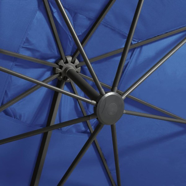 vidaXL Frihängande parasoll med stång och LED azurblå 300 cm Blå