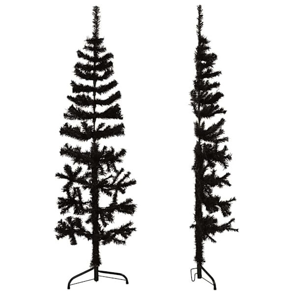vidaXL Smal halv plastgran med stativ svart 120 cm Svart