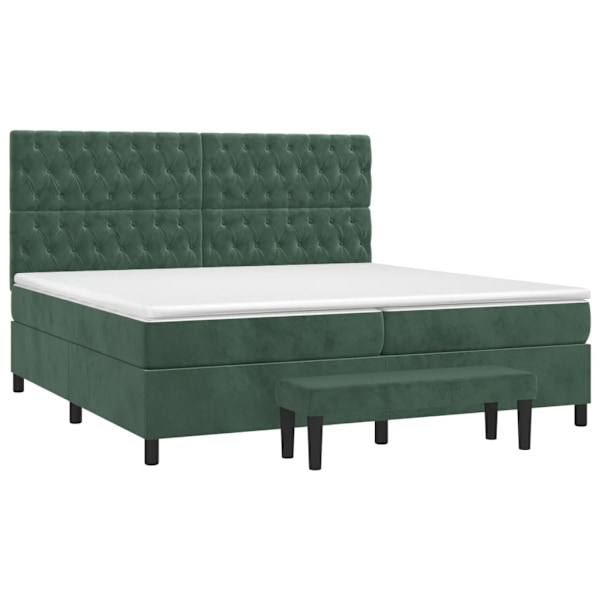 vidaXL Ramsäng med madrass mörkgrön 200x200 cm sammet Grön