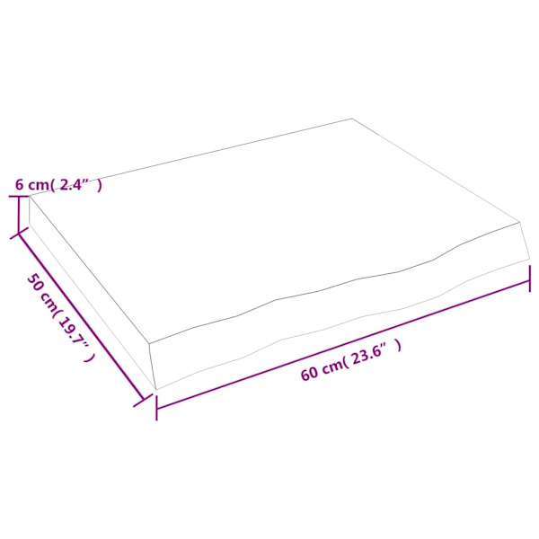 vidaXL Bordsskiva 60x50x(2-6) cm obehandlad massiv ek Brun