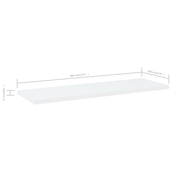 vidaXL Hyllplan 4 st vit 60x20x1,5 cm konstruerat trä Vit