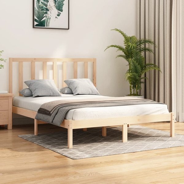vidaXL Sängram massiv furu 120x200 cm Brun