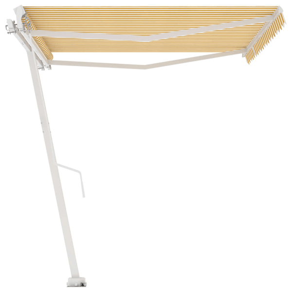 vidaXL Markis manuellt infällbar fristående 400x350 cm gul/vit Gul