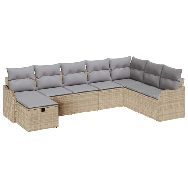 vidaXL Trädgårdsoffset 8 st Beige konstrotting Beige