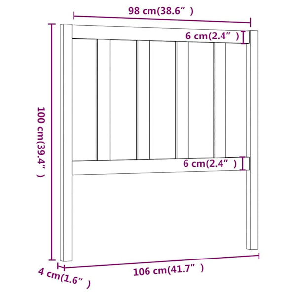 vidaXL Sänggavel 106x4x100 cm massiv furu Brun