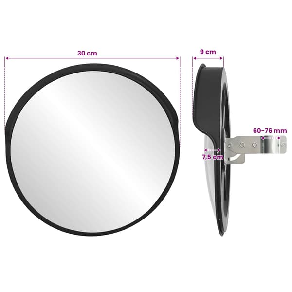 vidaXL Konvex trafikspegel 30 cm PC-plast svart art