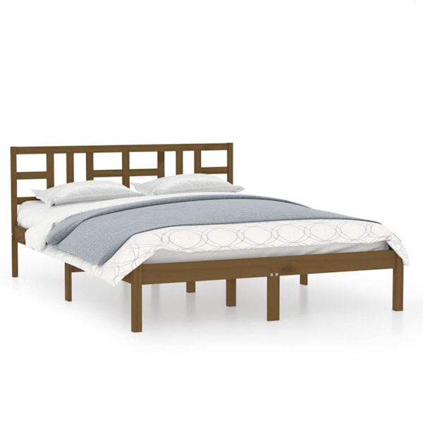 vidaXL Sängram honungsbrun massivt trä 120x190 cm Brun