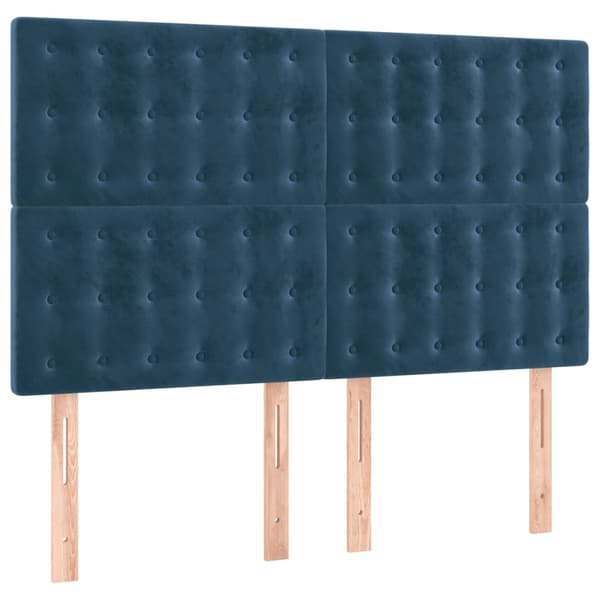 vidaXL Sänggavel LED mörkblå 144x5x118/128 cm sammet Blå