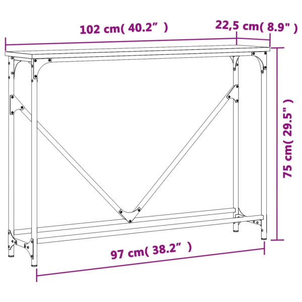 vidaXL Avlastningsbord sonoma-ek 102x22,5x75 cm konstruerat trä Brun