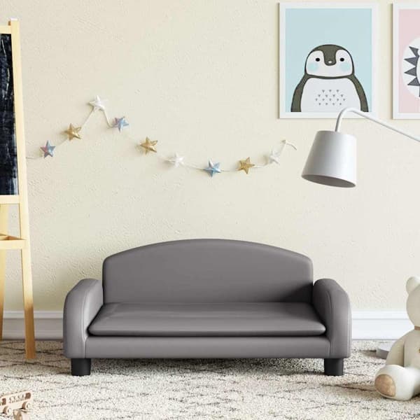 vidaXL Barnsoffa grå 70x45x30 cm konstläder Grå