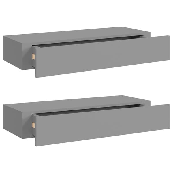 vidaXL Väggmonterad låda 2 st grå 60x23,5x10 cm MDF grå