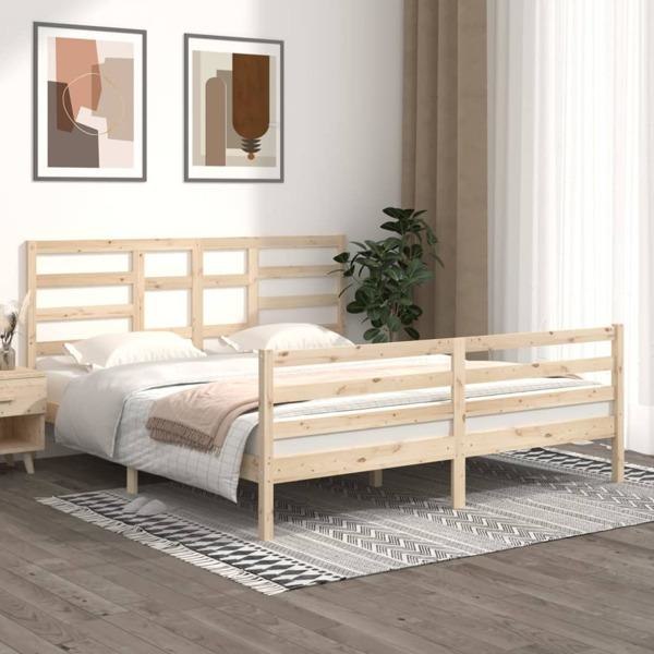 vidaXL Sängram massivt trä 180x200 cm Brun