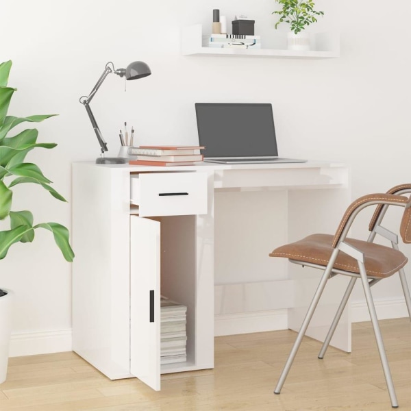 vidaXL Skrivbord vit högglans 100x49x75 cm konstruerat trä Vit
