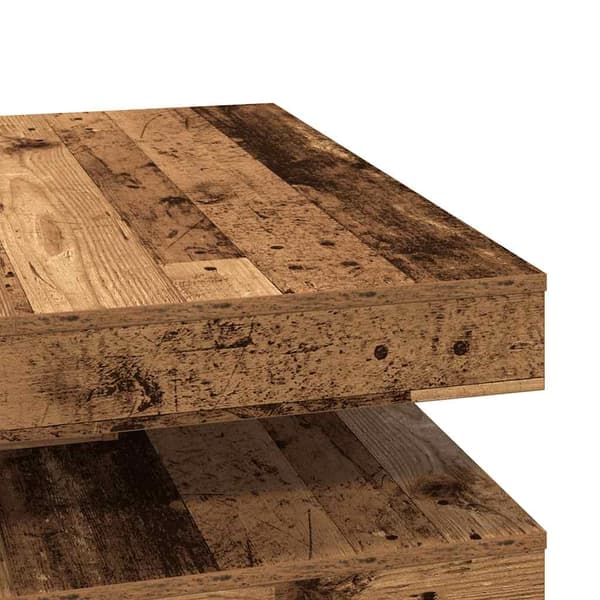 vidaXL Soffbord 360 grader vridbart åldrat trä 90x90x34,5 cm Brun