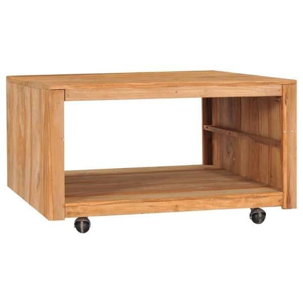 vidaXL Soffbord 80x80x40 cm massiv teak Brun