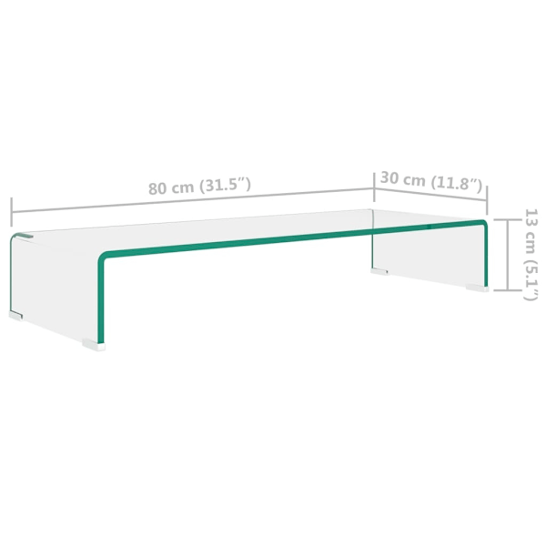 vidaXL TV-bord klarglas 80x30x13 cm Transparent