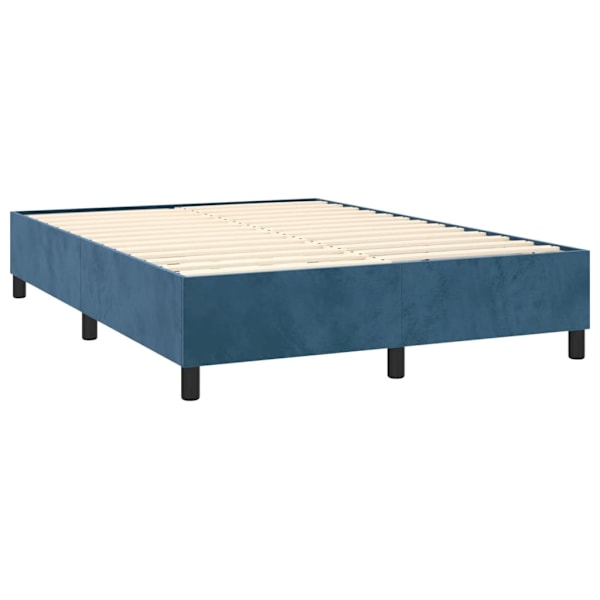 vidaXL Ramsäng med madrass mörkblå 140x190 cm sammet Blå