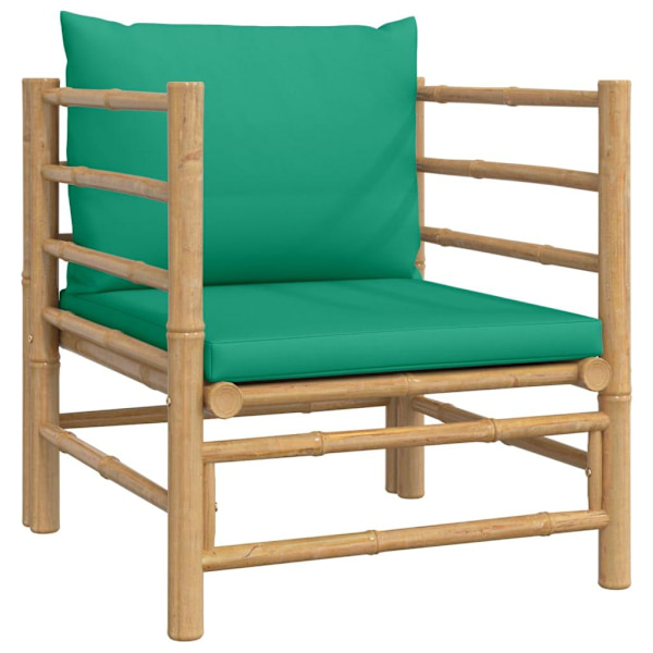 vidaXL Fåtölj för trädgården med grön dyna bambu Grön