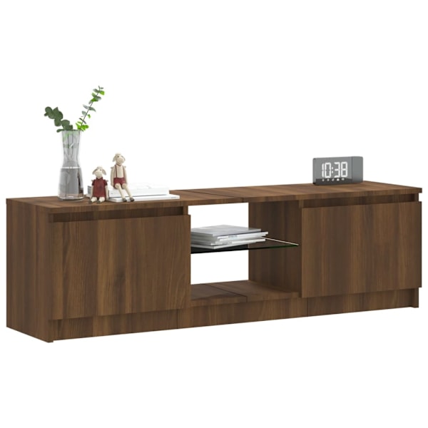 vidaXL TV-bänk med LED-belysning Brun ek 120x30x35,5 cm Brun