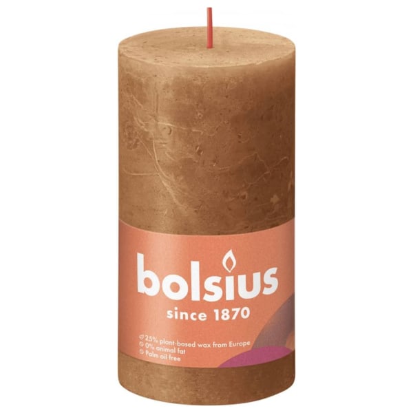Bolsius Rustika blockljus 4-pack 130x68 mm kryddbrun Brun