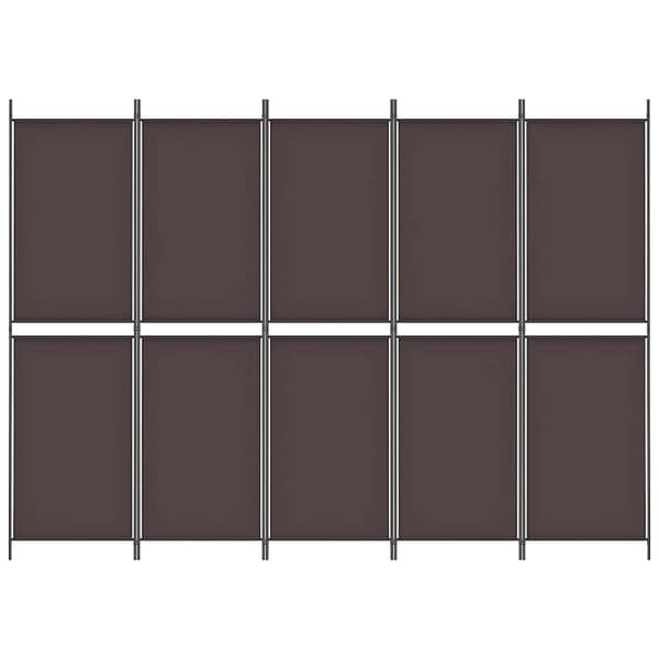 vidaXL Rumsavdelare 5 paneler brun 250x180 cm tyg Brun