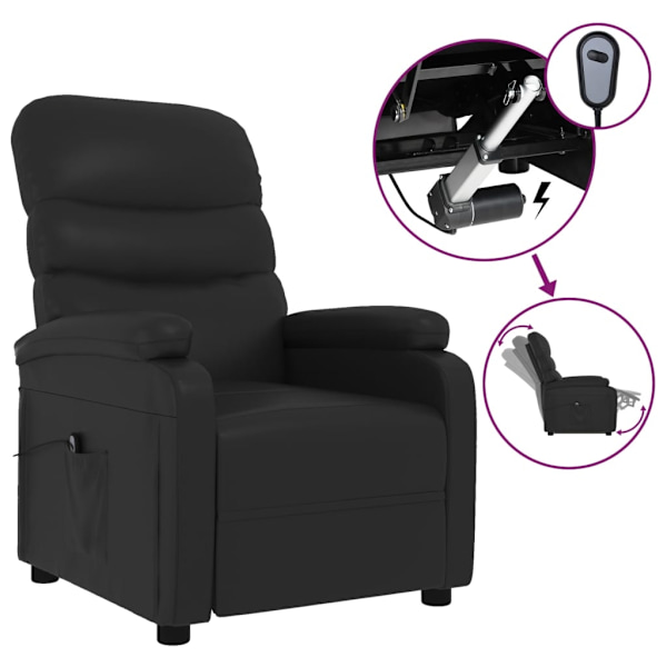 vidaXL Elektrisk reclinerfåtölj svart konstläder Svart