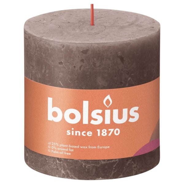 Bolsius Blockljus Shine 3-pack 100x100 mm rustikgrå Taupe