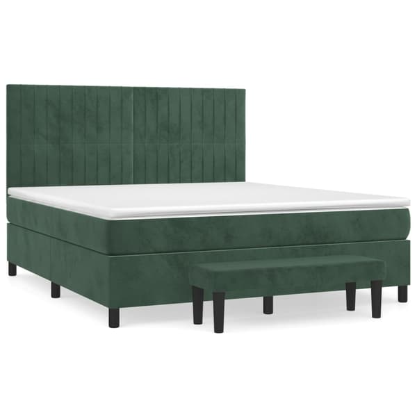 vidaXL Ramsäng med madrass mörkgrön 180x200 cm sammet Grön