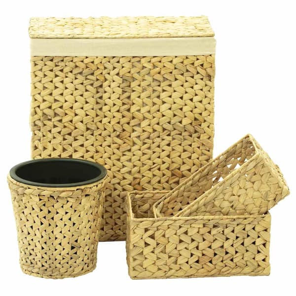 vidaXL Badrumsset 4 delar vattenhyacint Beige