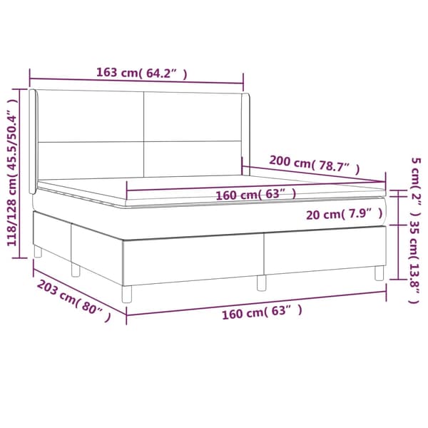 vidaXL Ramsäng med madrass ljusgrå 160x200 cm sammet Grå