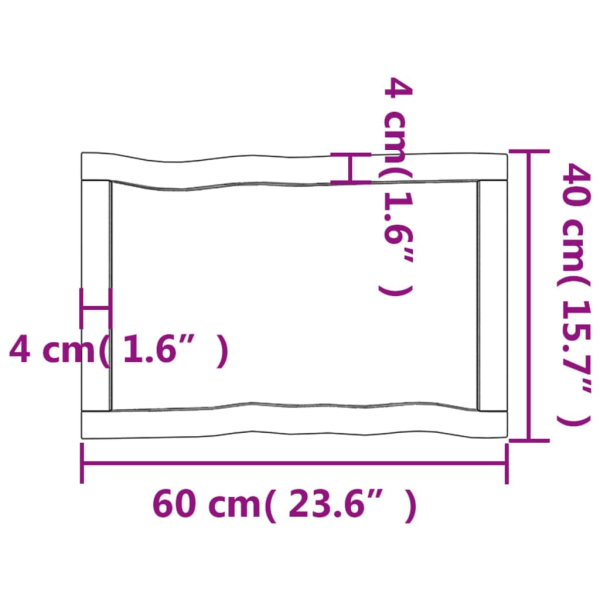 vidaXL Bordsskiva mörkbrun 60x40x(2-4) cm massivt trä levande ka Brun