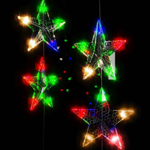 vidaXL Ljusgardin med stjärnor 500 LED flerfärgad 8 funktioner multifärg