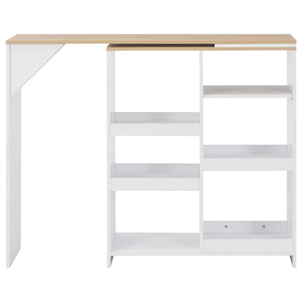 vidaXL Barbord med flyttbar hylla vit 138x39x110 cm Vit