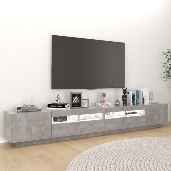 vidaXL TV-bänk med LED-belysning betonggrå 260x35x40 cm grå