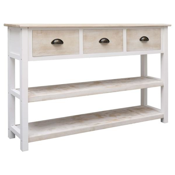 vidaXL Skänk naturlig och vit 115x30x76 cm trä Vit