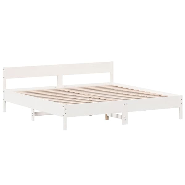 vidaXL Sängram utan madrass vit 200x200 cm massiv furu Vit
