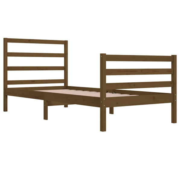 vidaXL Sängram honungsbrun massiv furu 90x200 cm enkelsäng Brun