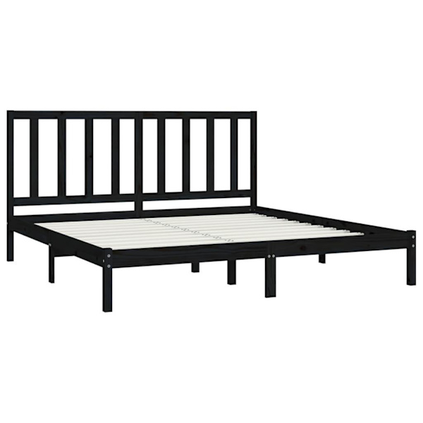 vidaXL Sängram svart massiv furu 200x200 cm Svart