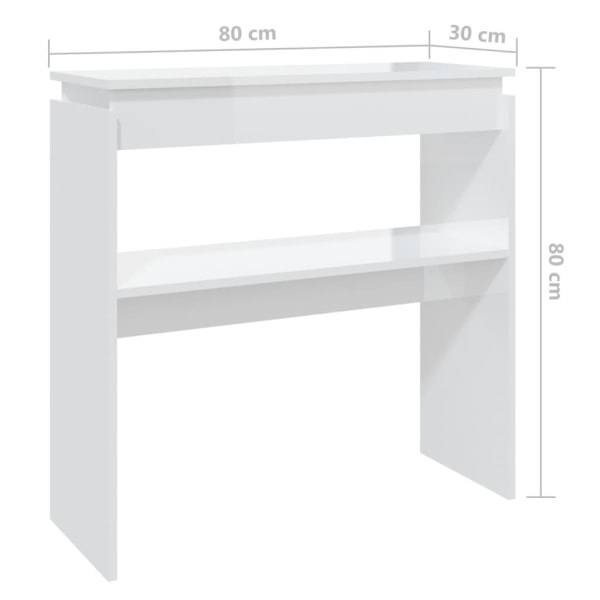 vidaXL Konsolbord vit högglans 80x30x80 cm konstruerat trä Vit