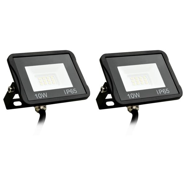 vidaXL Strålkastare 2 st 10 W LED kallvit Svart