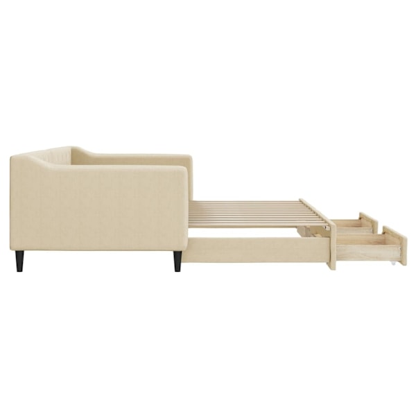 vidaXL Dagbädd utdragbar med lådor gräddvit 90x200 cm tyg Kräm