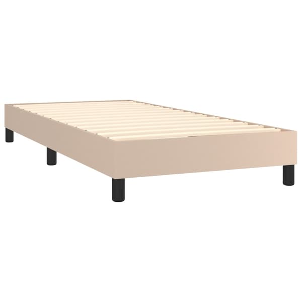 vidaXL Ramsäng med bäddmadrass cappuccino 90x200 cm konstläder Brun