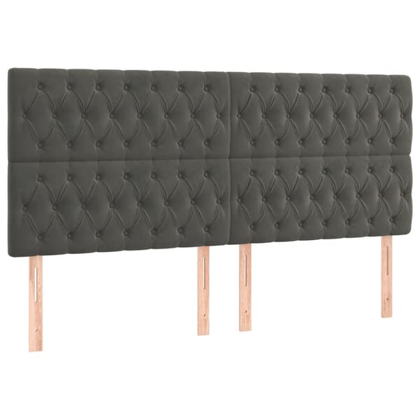 vidaXL Ramsäng med madrass mörkgrå 200x200 cm sammet Grå