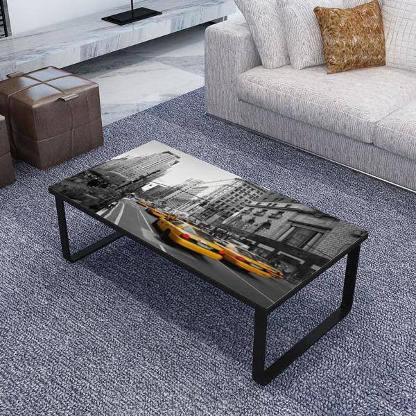 vidaXL Rektangulärt Soffbord Glas med bild 90x45x32cm multifärg
