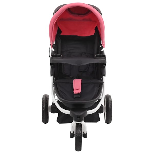 vidaXL Sittvagn 3 hjul rosa och svart Rosa