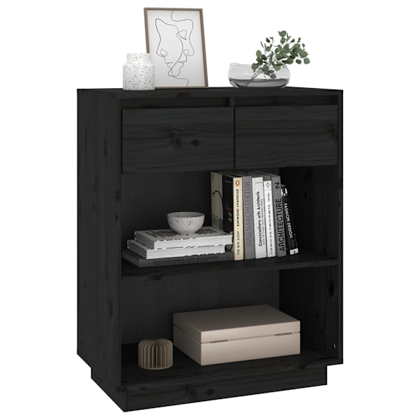 vidaXL Konsolbord svart 60x34x75 cm massiv furu Svart