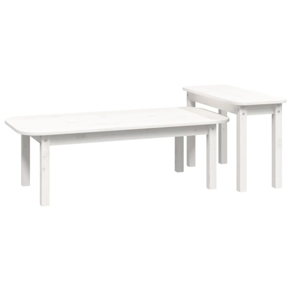 vidaXL Satsbord 2 st vit massiv furu Vit