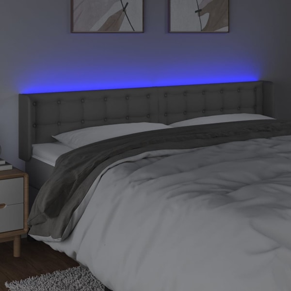 vidaXL Sänggavel LED grå 163x16x78/88 cm konstläder Grå