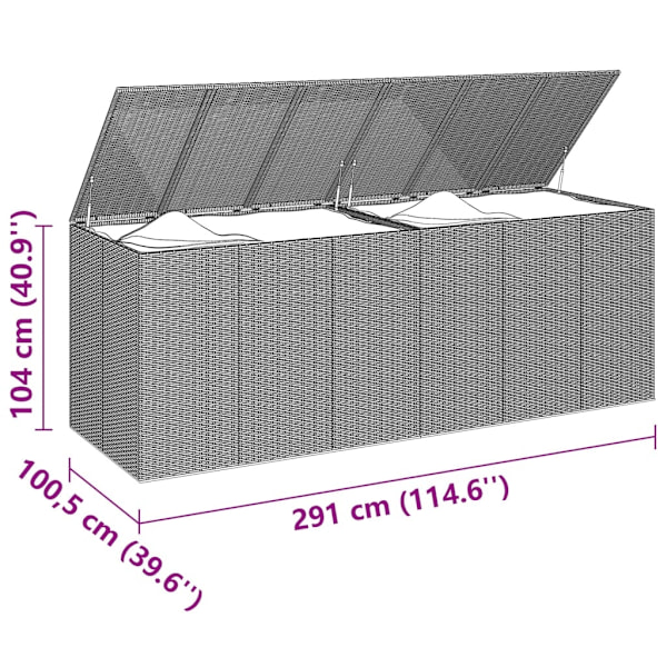 vidaXL Dynbox PE-rotting 291x100,5x104 cm grå grå
