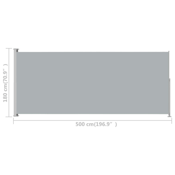vidaXL Infällbar sidomarkis 180x500 cm grå grå